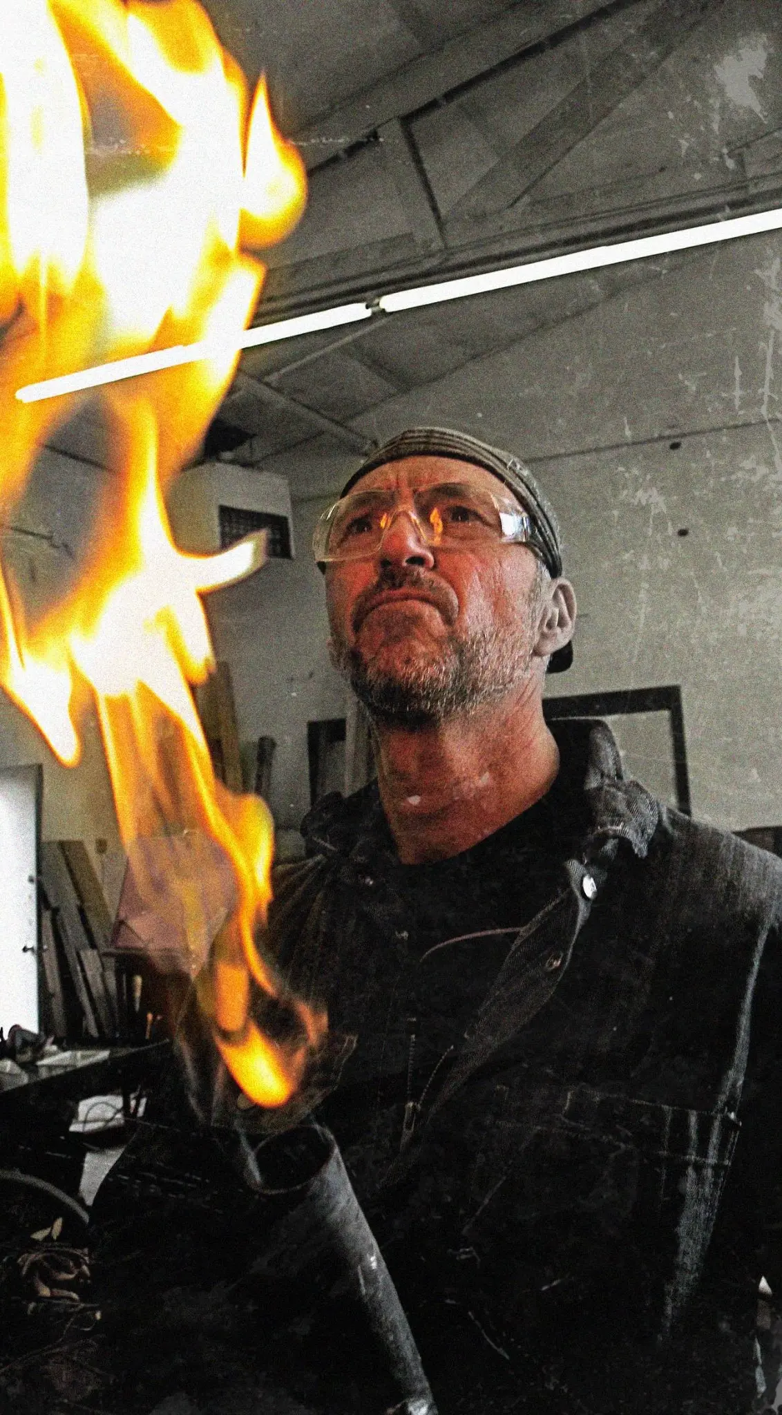 Metal artist in studio